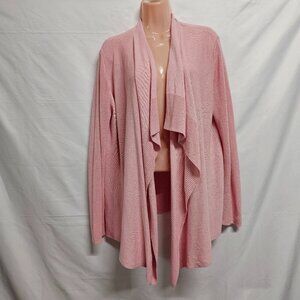 Eileen Fisher Open Collared Cardigan Sweater Women Size L Pink Cotton blend